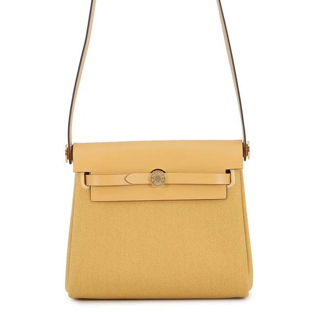Hermès Herbag zip Paille Toile H Vache Hunter Leather Size Mini in Leather from GALLERY RARE