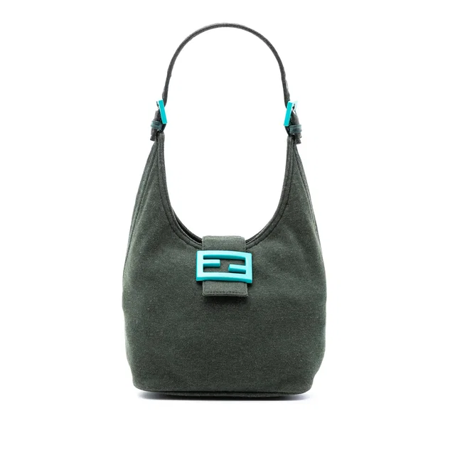Green Fendi Cotton Shoulder Bag in Green from Designer Revival