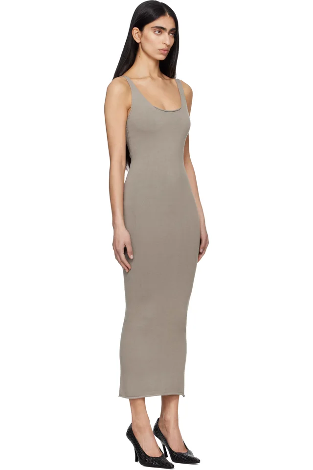 Entire Studios Gray Raw Knit Midi Dress, photo 2 of 4 from SSENSE
