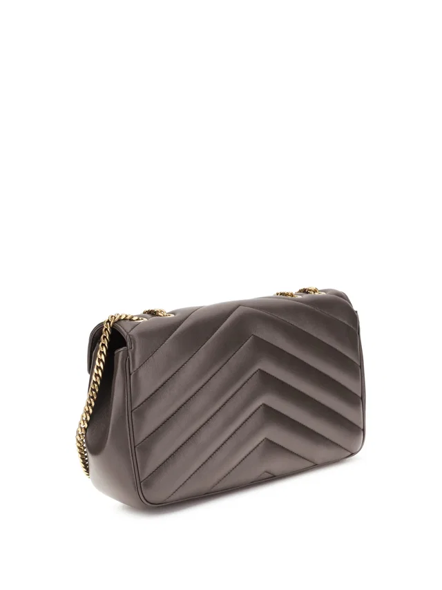 Saint Laurent Loulou Shoulder Bag — Gray Lambskin in Grey Lambskin from HEWI