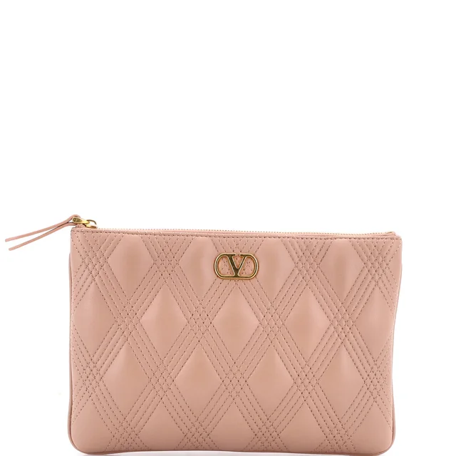 Valentino Garavani Medium Quiltie 67 Zip Pouch Quilted Leather in Leather from Poshmark, photo 1 of 1
