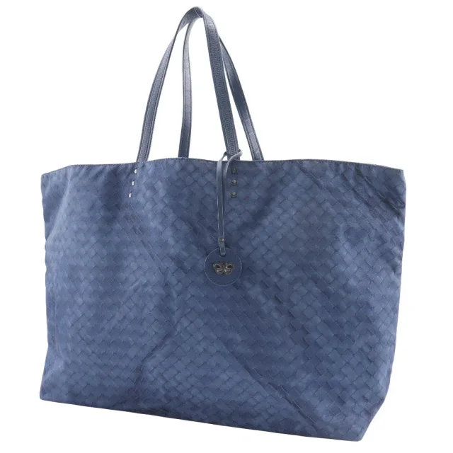 Bottega Veneta Intrecciolusion Tote Printed Nylon Navy Bag in Navy Nylon from HEWI, photo 11 of 12