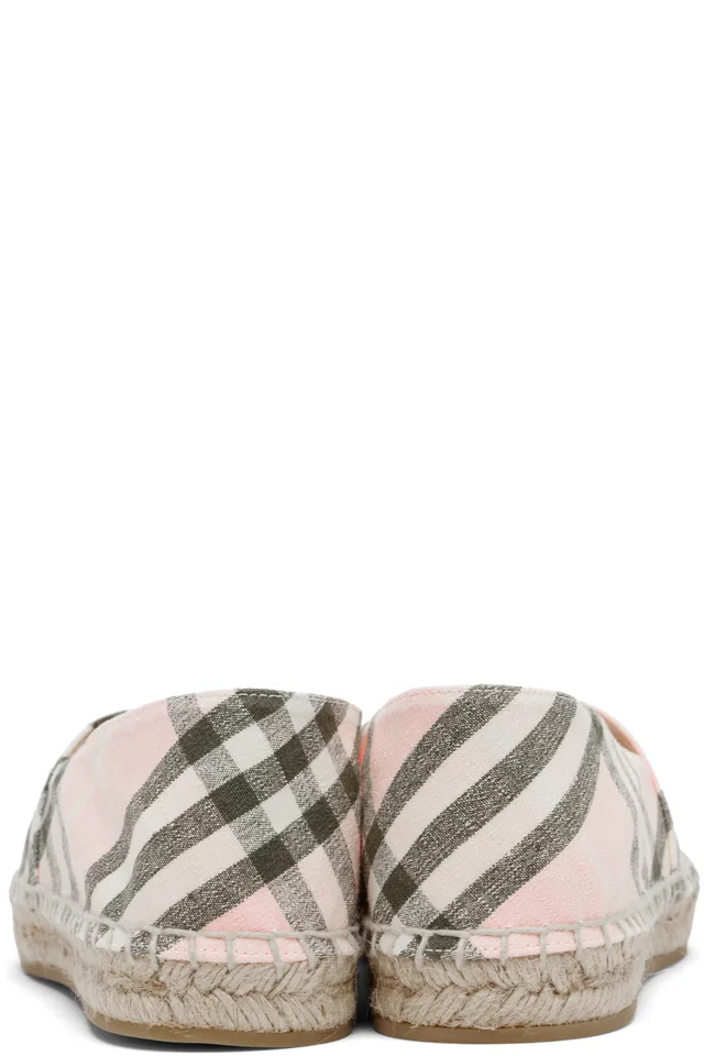 Burberry Pink & Khaki Check Mews Espadrilles​, photo 2 of 5 from SSENSE