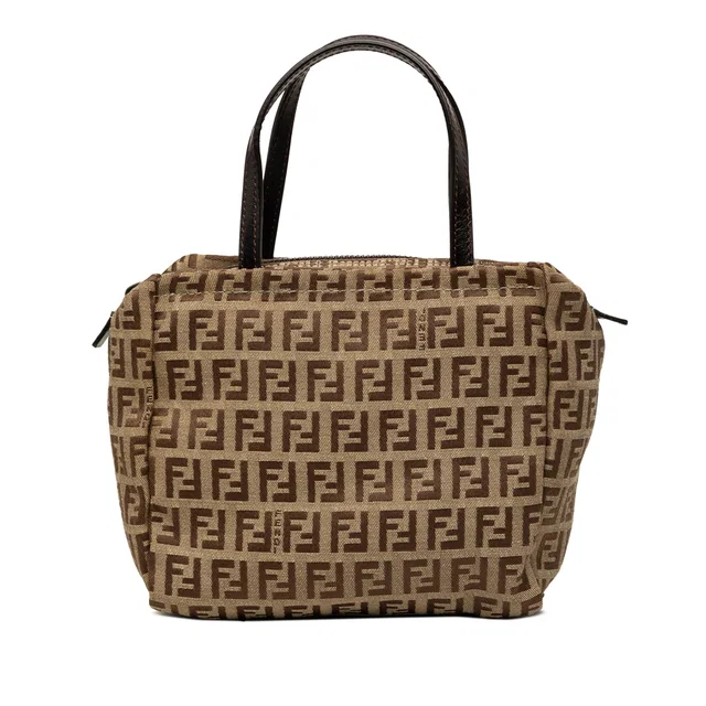 Beige Fendi Mini Zucchino Canvas Handbag in Beige Canvas from Designer Revival