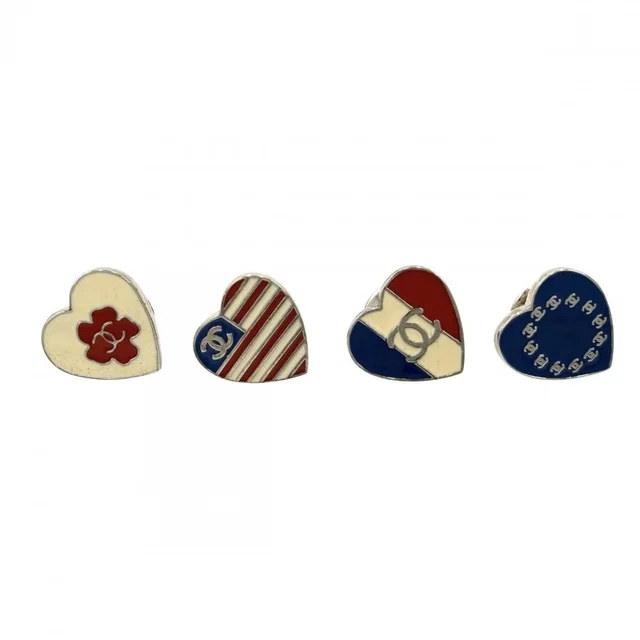 Chanel 03A Brooch CC Logo National Flag Vintage Heart White Blue 3.7 in White from The Reluxe