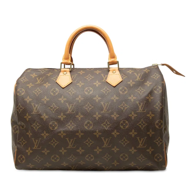 Brown Louis Vuitton Monogram Speedy 35 Boston Bag in Brown Coated canvas from Designer Revival
