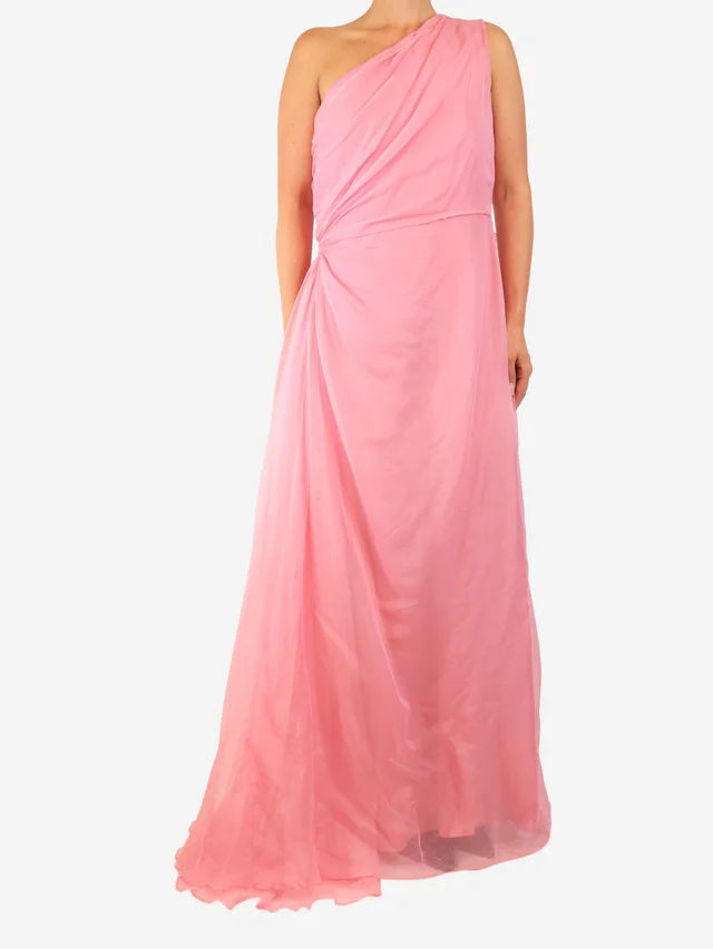 Gucci Pink one-shoulder silk-blend gathered gown - size UK 12 in Pink Silk from Sign of the Times