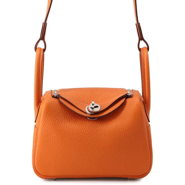 Hermès Lindy Orange Taurillon Clemence Size Mini in Orange Clemence leather from GALLERY RARE