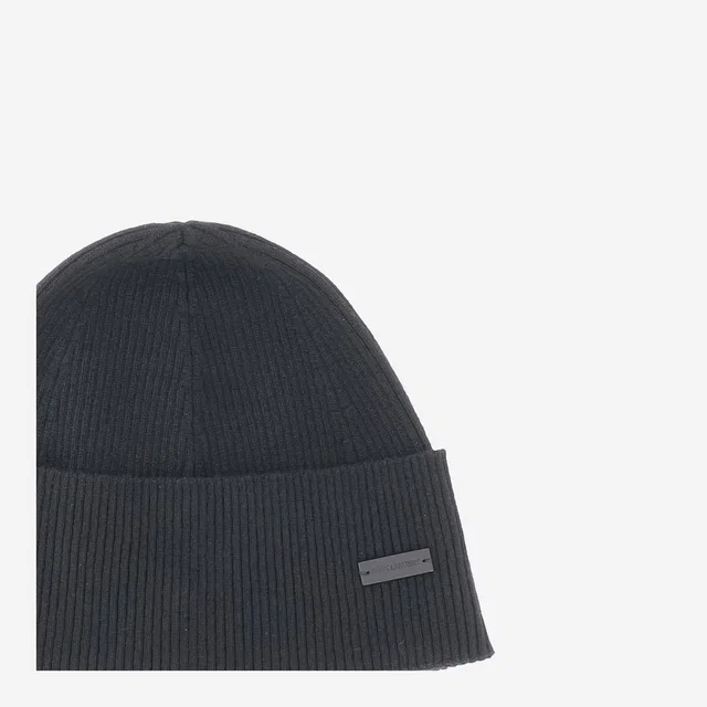 Saint Laurent 802150 Cashmere Ribbed Beanie — Black Beanies in Black Cashmere from HEWI