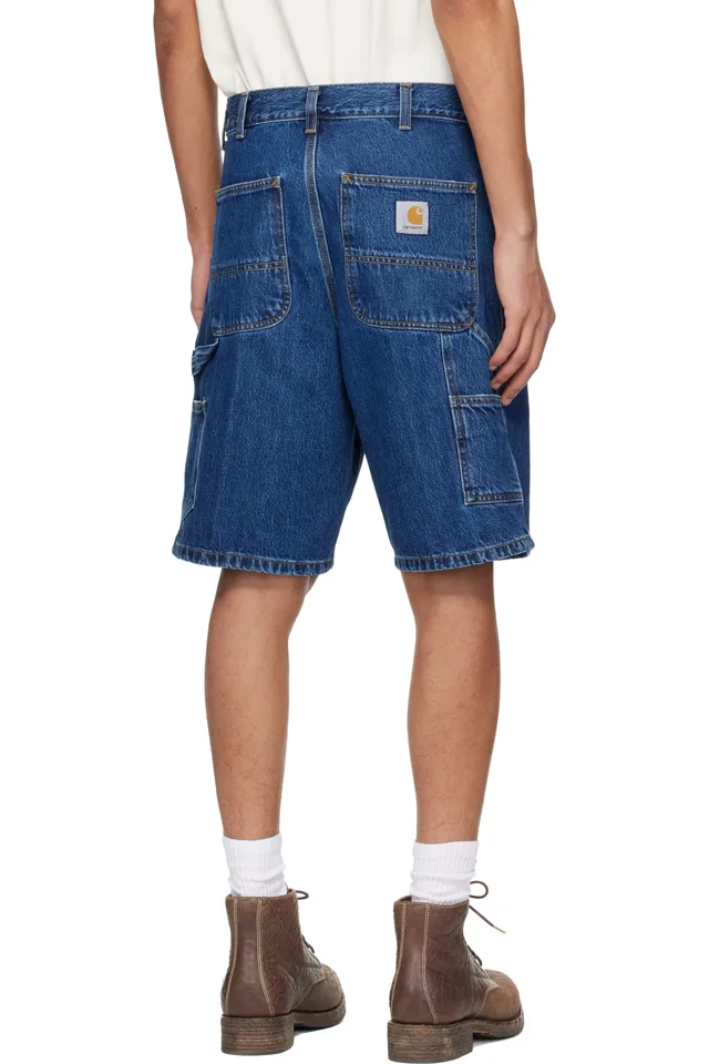 Carhartt Work In Progress Blue Single Knee Denim Shorts, photo 3 of 3 from SSENSE