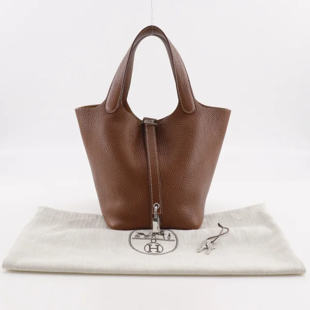 Hermès Picotin Lock18 PM Clemence Handbag in Brown Calfskin from LuxUness, photo 14 of 14