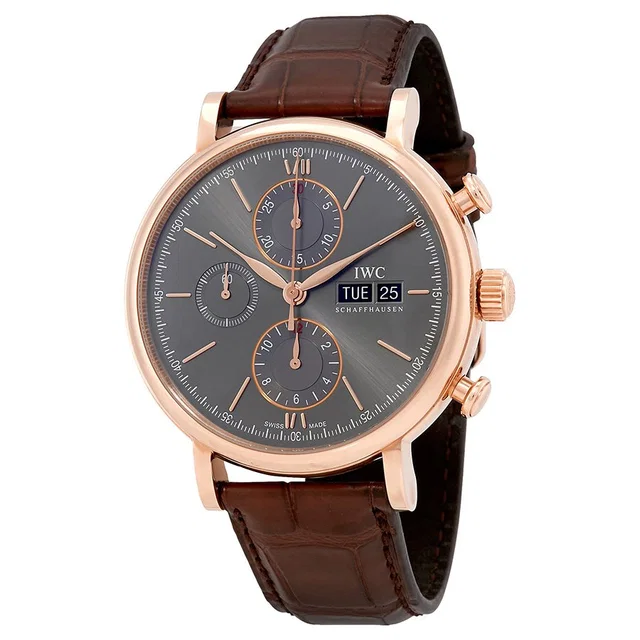 IWC Portofino Chronograph Ardoise Dial Mens Watch IW391021 in gold|brown|pink|red Crocodile from Jomashop.com