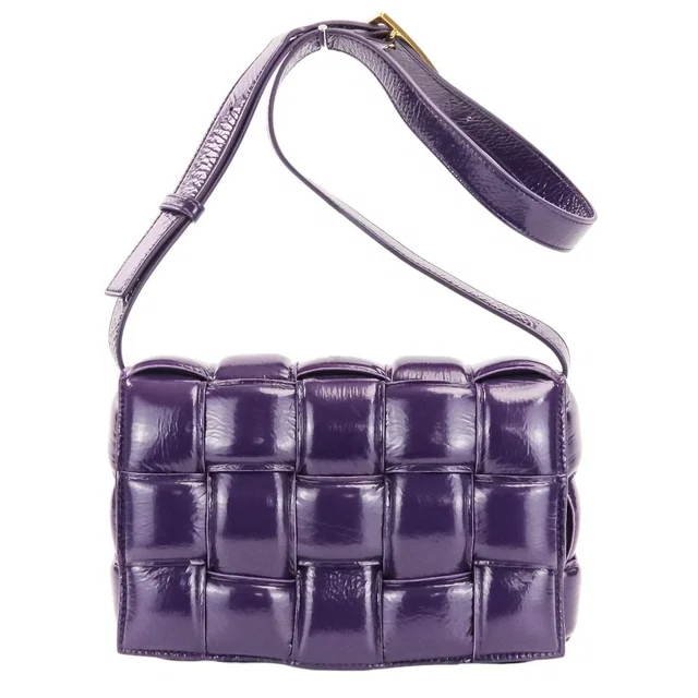 Bottega Veneta Padded Cassette Intrecciato Patent Leather Shoulder Bag in Patent leather from LuxUness