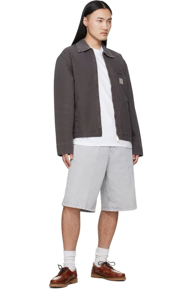Carhartt Work In Progress Gray OG Single Knee Denim Shorts, photo 4 of 4 from SSENSE