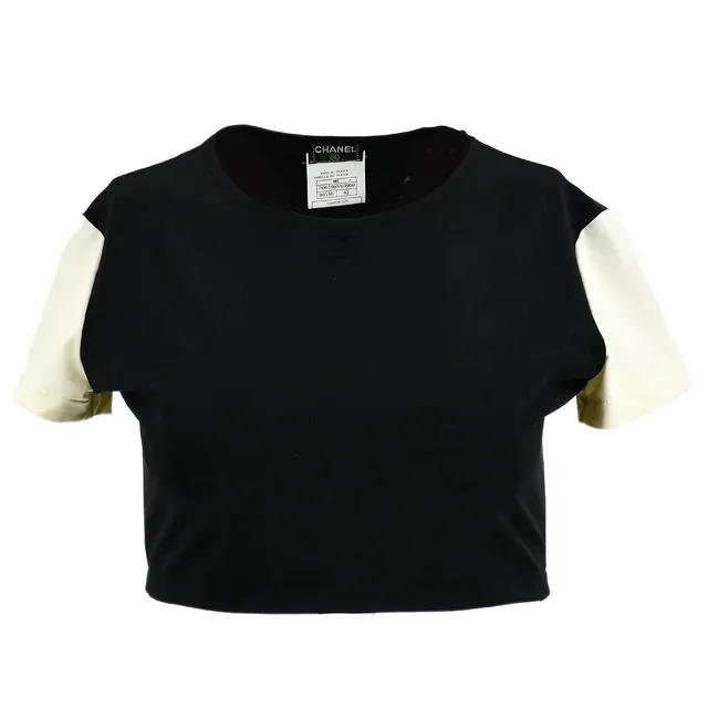 Chanel 1996 Cruise CC Cropped T-shirt #42 in Nylon from AMORE Vintage Tokyo