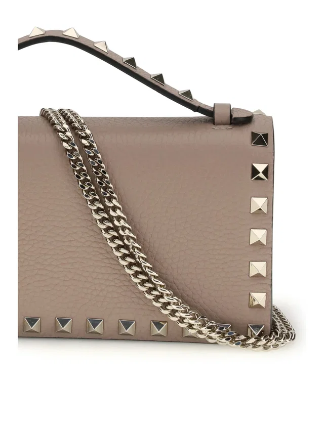 Valentino Garavani Rockstud Shoulder Bag — Beige Calf Leather in Beige Calfskin from HEWI