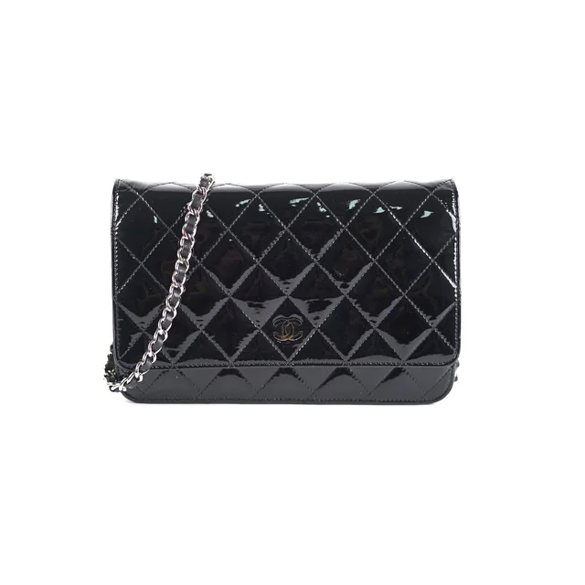 Chanel Patent Leather Wallet on Chain Black in Black Patent leather from The Purse Affair