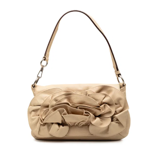 Beige Saint Laurent Leather Nadja Rose Flap Bag in Beige Leather from Designer Revival