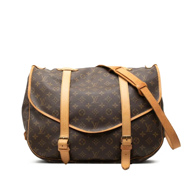 Brown Louis Vuitton Monogram Saumur 43 Travel Bag in Brown Coated canvas from Designer Revival
