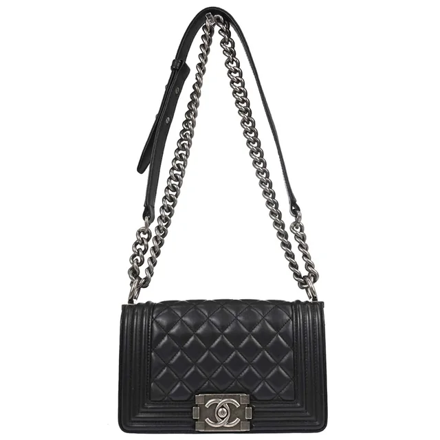 Boy Chanel 2019 Black Lambskin Small Chain Shoulder Bag in Black Lambskin from AMORE Vintage Tokyo