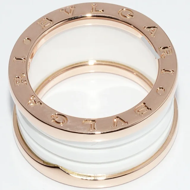 Bvlgari 18K Pink Gold x White Ceramic B.zero1 Ring 4 Band 346518 Size 13 in White Ceramic from LuxUness, photo 3 of 5