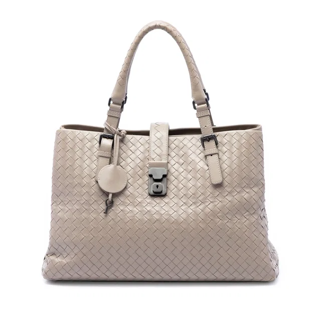 Brown Bottega Veneta Medium Nappa Intrecciato Roma Tote in Brown Nappa leather from Designer Revival