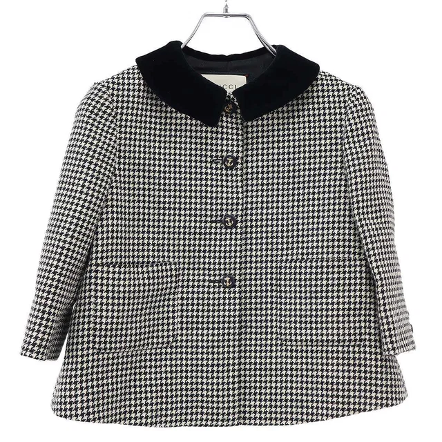 Gucci Velvet Color Houndstooth Jacket Black White 36 in Black Velvet from The Reluxe