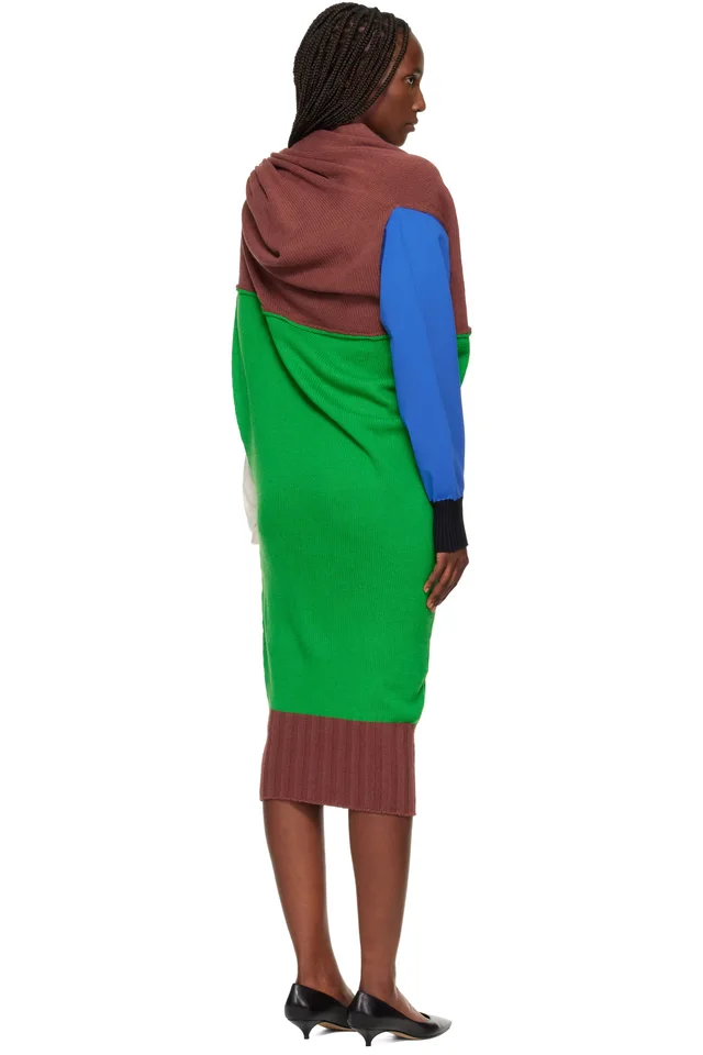 ISSEY MIYAKE Brown & Green November Sleeves Collection Midi Dress, photo 3 of 4 from SSENSE