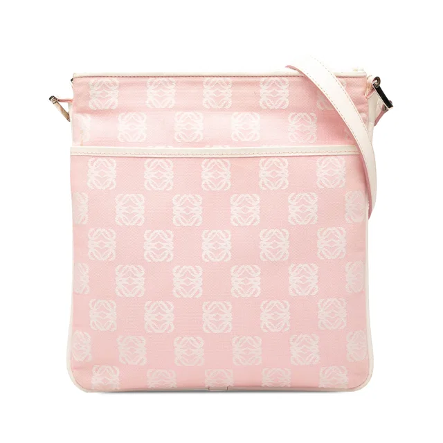 Pink LOEWE Anagram Canvas Crossbody in Pink Canvas from Designer Revival