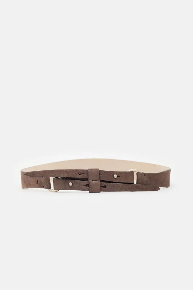 Brunello Cucinelli Leather Dual Buckle Belt in Leather from VSP Consignment