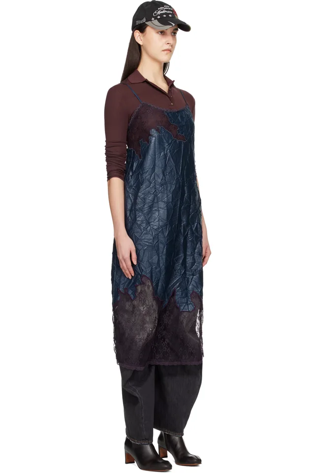 Andersson Bell Navy Embroidery Lace Midi Dress, photo 2 of 4 from SSENSE