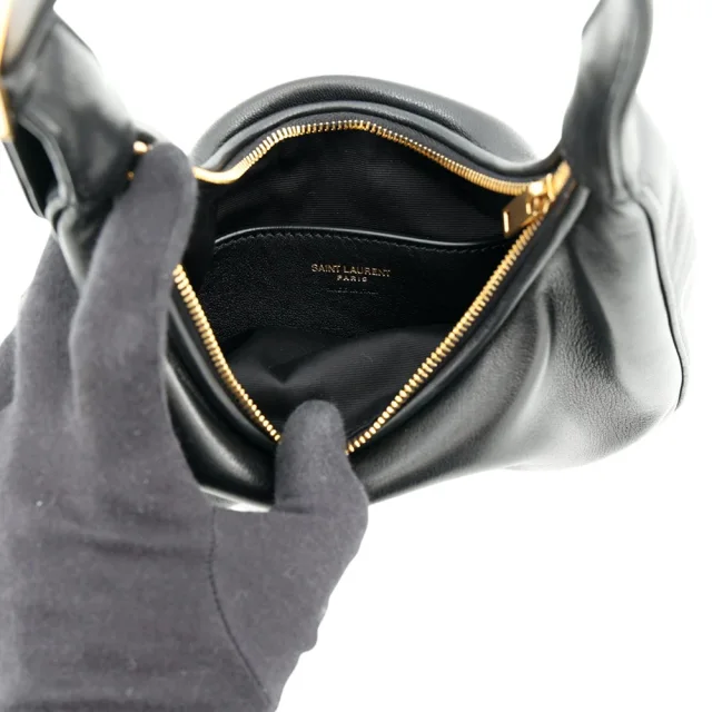 Saint Laurent Calypso Mini Hobo Bag Black791484 Lambskin in Lambskin from GALLERY RARE, photo 5 of 16