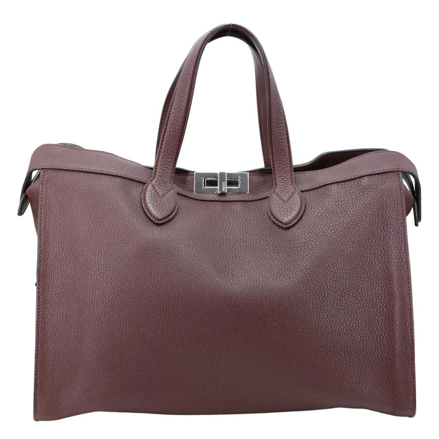 Fendi Peekaboo ISEEU Forty8 Leather Satchel Bag Burgundy in Burgundy Leather from Dallas Designer Handbags