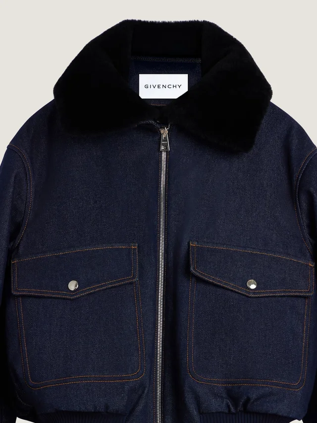 Givenchy Shearling Collar Zip-Up Denim Jacket, photo 3 of 9 from SENSER