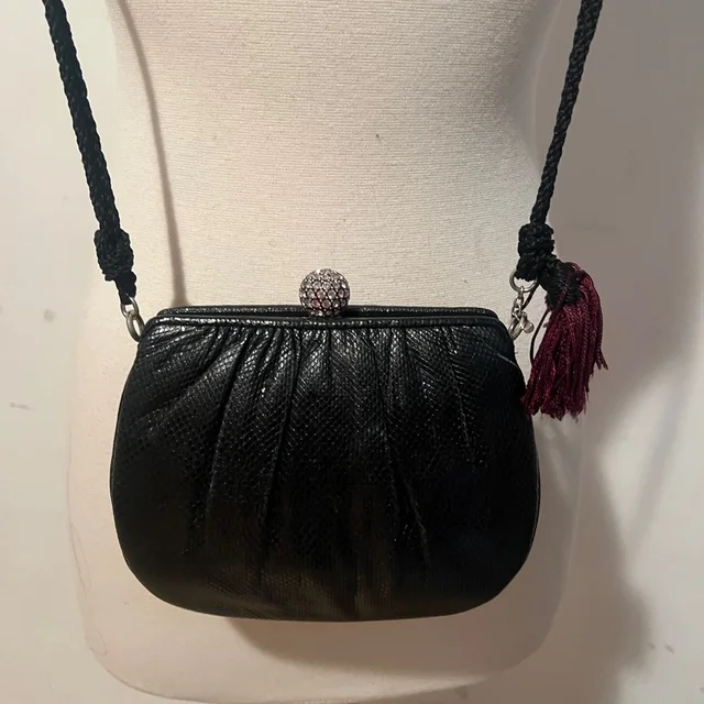Judith Leiber Vintage Black Lizard Silver Antique Crystal Top Clutch in black Lizard from Poshmark, photo 3 of 10