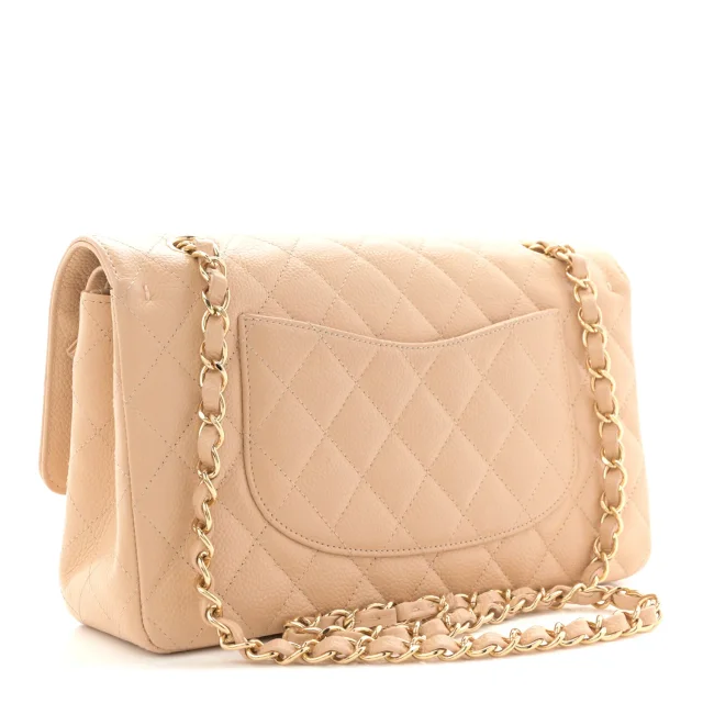 Chanel Caviar Quilted Medium Double Flap Beige in Beige Caviar leather from FASHIONPHILE, photo 3 of 10