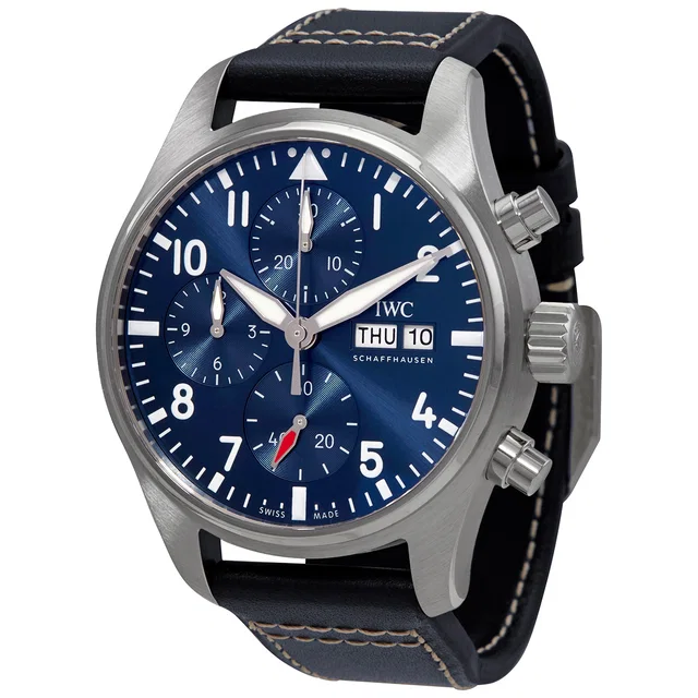 IWC Pilot Chronograph Automatic Blue Dial Mens Watch IW388101 in blue|silver|black|gray Leather from Jomashop.com