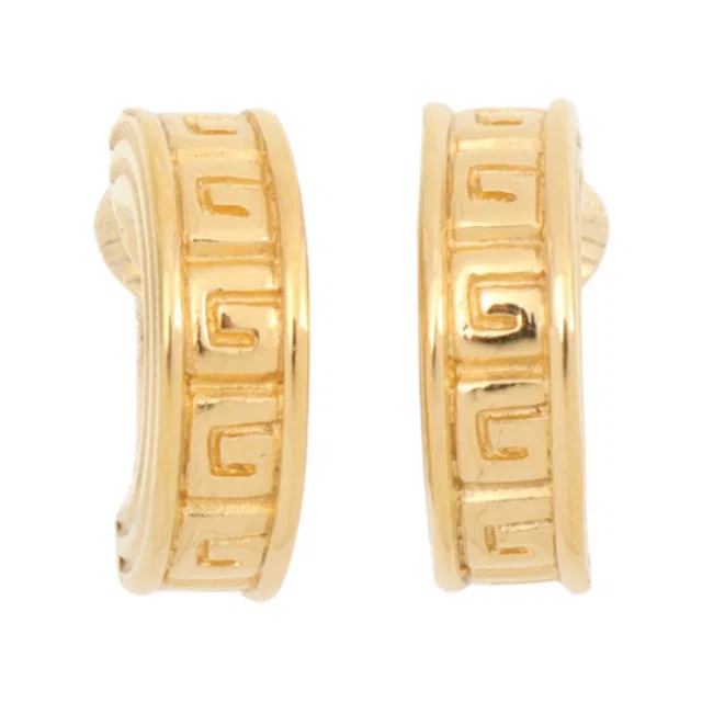 Givenchy Logo Hoop Earrings Gold in Gold from VINTAGE QOO TOKYO
