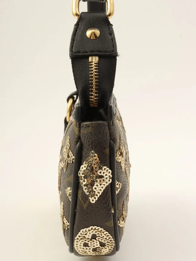 Louis Vuitton 2008 Monogram Eclipse Mini Pochette Accessoires Brown in Brown Leather from VINTAGE QOO TOKYO, photo 4 of 11