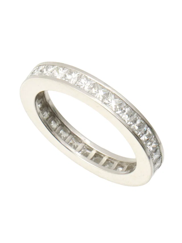 Cartier Platinum Diamond Full Eternity Ring #52 Silver in Silver from VINTAGE QOO TOKYO