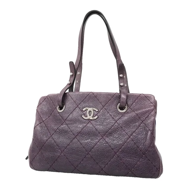 Chanel Shoulder Bag Wild Stitch Calfskin Purple Silver in Purple Calfskin from The Reluxe