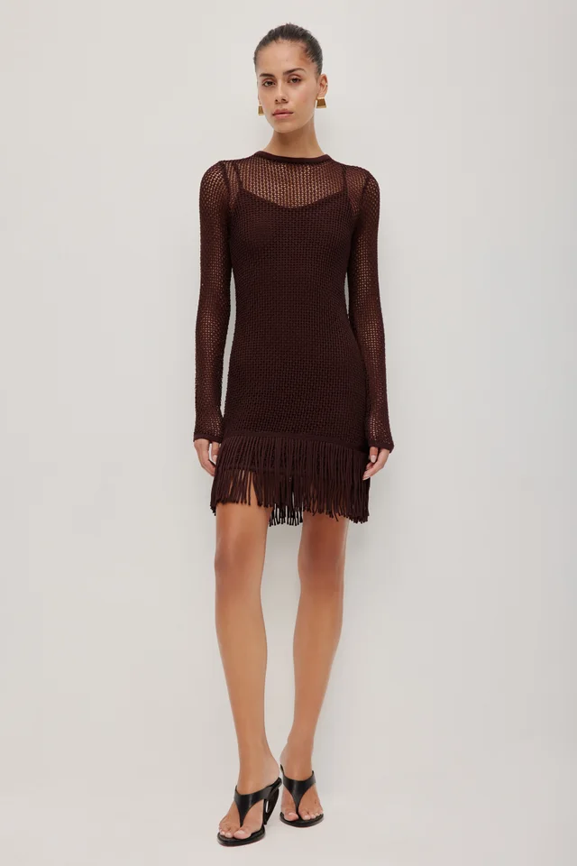Aje Studio Velra Long Sleeve Mini Dress in Brown from Aje, photo 1 of 1