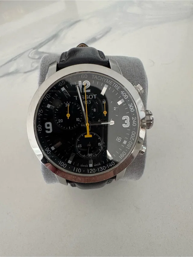 Tissot Black Dial Chronograph With Yellow Accents in black|yellow Leather from Poshmark