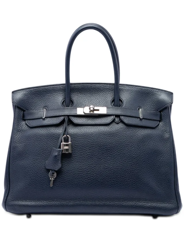 Hermès Pre-Owned 1997-2014 Togo Birkin Retourne 35 Handbag | Blue | FARFETCH in Blue Togo leather from Farfetch