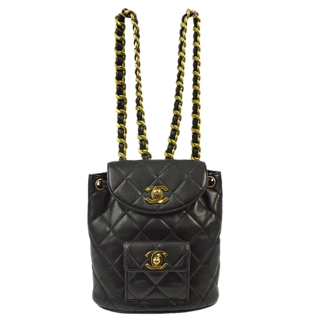 Chanel 1994-1996 Black Lambskin Duma Backpack Small in Black Lambskin from AMORE Vintage Tokyo