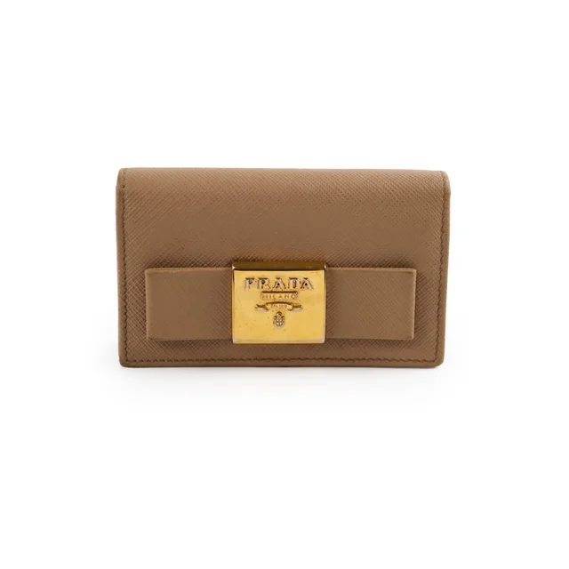 Prada Card Holder Beige in Beige Leather from The Purse Affair