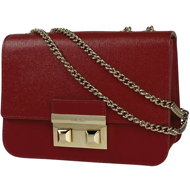 Furla Metropolis Chain Shoulder Bag Double Handbag Leather Red in red Leather from Poshmark
