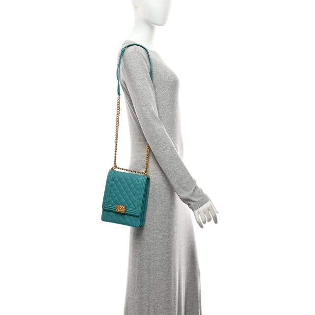 Chanel Caviar Quilted North South Boy Flap Turquoise in Blue Caviar leather from FASHIONPHILE, photo 2 of 10