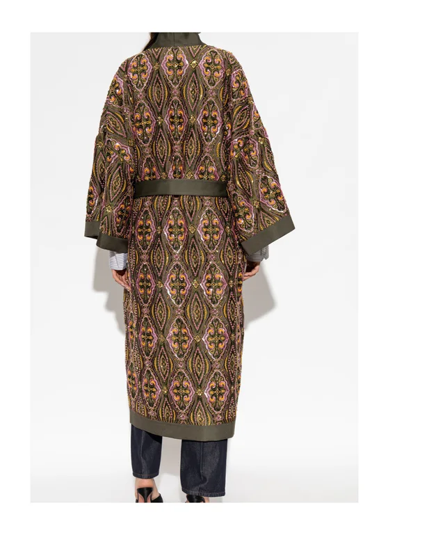 Etro KIMONO COAT WITH BEADS AND FLORAL MEDALLION EMBROIDERY, photo 3 of 4 from SENSER
