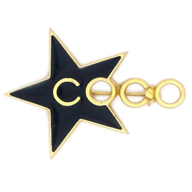 Chanel Star COCO Brooch Pin Black 01P in Black from AMORE Vintage Tokyo